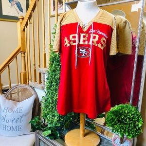 San Francisco 49ers Women's LaceUp V-Neck T-Shirt